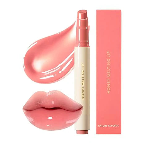Nature Republic HONEY MELTING LIP (02 FIG) SOFT LIP STICK, Hydrating jelly Gloss, Moisturizing balms, Sheer tint, Shine & Nude, Glowy Finish, korean make up