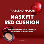 TIRTIR Mask Fit Red Cushion Foundation | Full coverage, Weightless, Skin fit, Satin Glow Finish, Korean Makeup Cushion Foundation