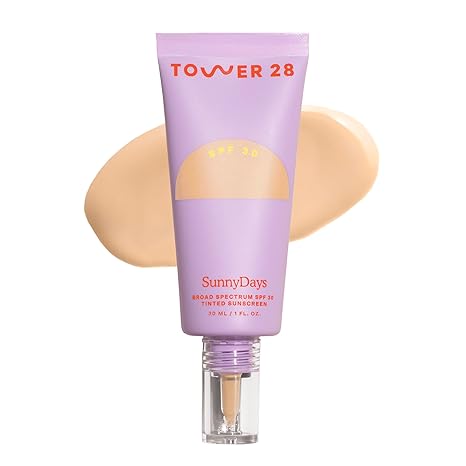 Tower 28 Beauty SunnyDays SPF 30 Tinted Mineral Sunscreen - For Sensitive Skin - 2-in-1 Facial Broad Spectrum UVA/UVB Protection + Foundation - Shade 15 MELROSE